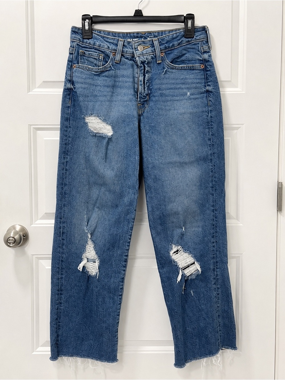 Old Navy OG Loose High Rise Distressed Jeans Raw Hem Y2K Size 6